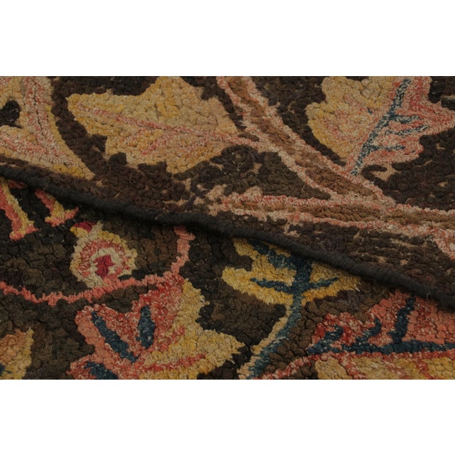 Brown Antique Hooked Runner With “God Bless Our Home” Quote in Beige & Brown - Rug & Kilim For Sale - Image 8 of 8