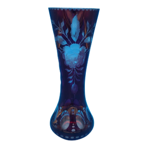 Mid 20th Century Bohemian Ruby Red Cut to Clear Lead Crystal Vase – Mouth-Blown & Hand-Cut, Germany