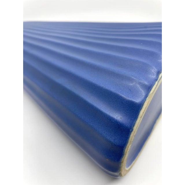 Vintage Blue Art Deco Textured Vase For Sale - Image 10 of 13