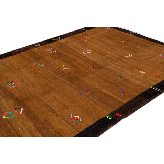 Textile Vintage Turkish Handmade Expressionist Wool Rug For Sale - Image 7 of 8