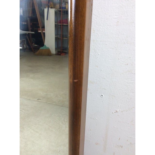 Mid Century Modern Tall Rectangular Wall Mirror With Unique Two Sided Walnut Frame and Beveled Edge For Sale In Philadelphia - Image 6 of 14