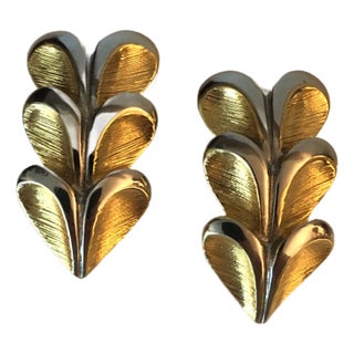 1980s Les Bernard Vo Brushed Gold Earrings - A Pair For Sale