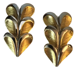 1980s Les Bernard Vo Brushed Gold Earrings - A Pair