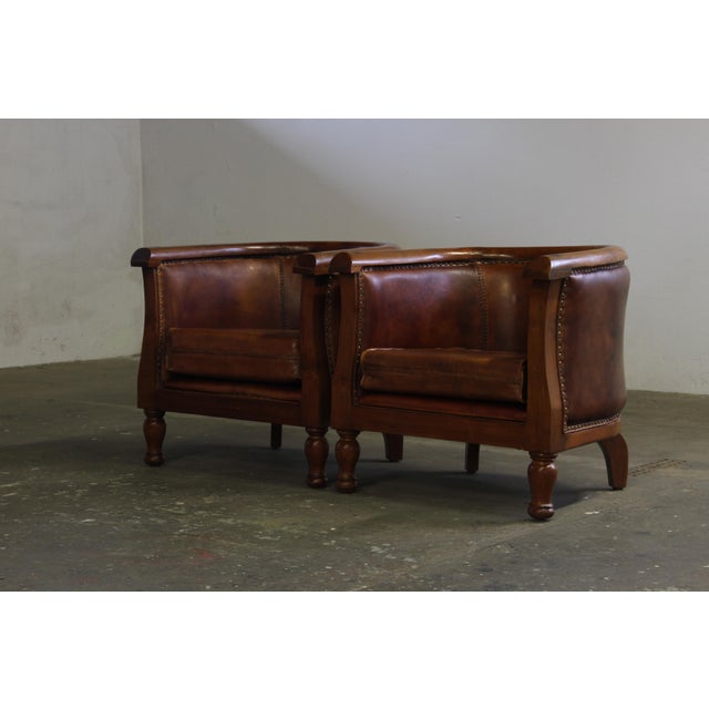 Vintage Leather Club Chairs, 1920s, Set of 2 For Sale - Image 9 of 15