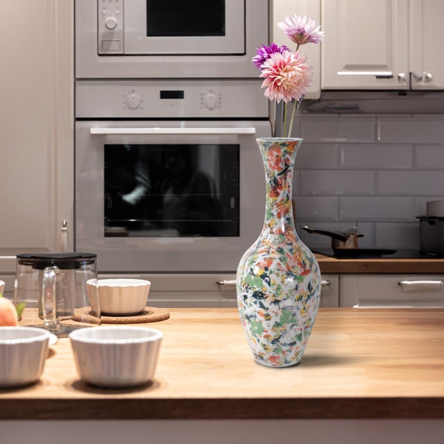 Green Jardin Colore' Tall Necked Vase For Sale - Image 8 of 10