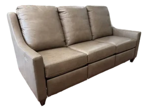 Bassett Magnificent Motion Leather Slope Arm Reclining Sofa