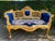 Blue Late 20thC French Louis XVI Blue Velvet Antique Gold Beech Settee For Sale - Image 8 of 14