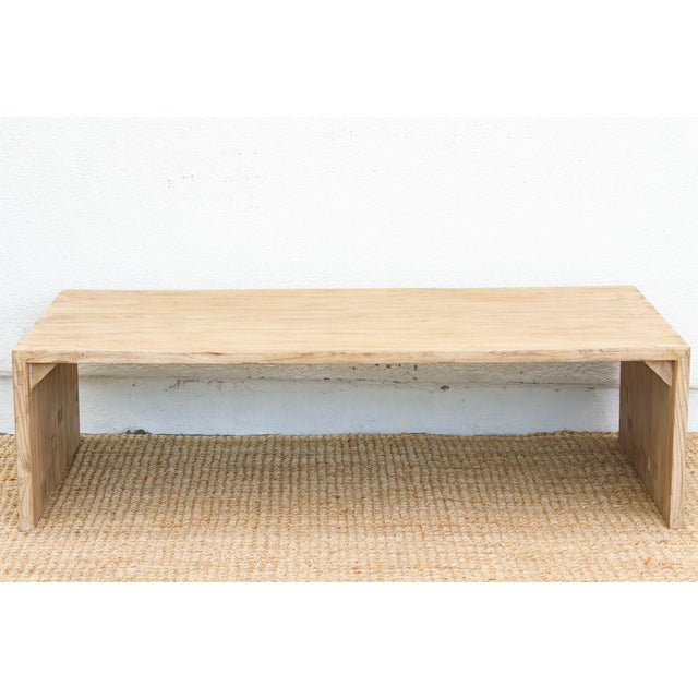Asian Japandi Waterfall Reclaimed Elm Coffee Table For Sale - Image 3 of 10