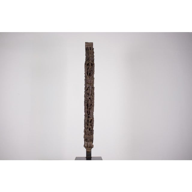 Wood Architectural Consoles with Yalis and Horsemen from Chettinad, 19th Century, Set of 2 For Sale - Image 7 of 9