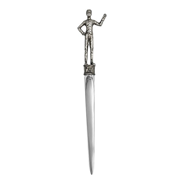 Vintage the 21 Club Nyc Restaurant Letter Opener Equestrian Jockey For Sale