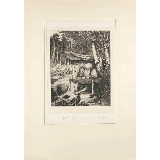 Simplicius' Writing Lesson (Simplici Schreibstunde) (plate VII) belongs to a series of prints called Intermezzi realized...