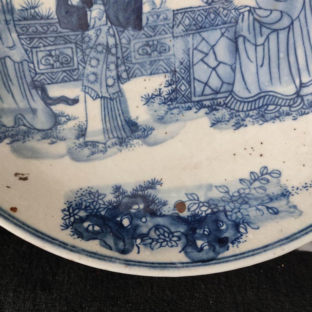 Ceramic Chinese Ceramic Plate,Blue and White Porcelain Plate Hand Painted Figures Story Pattern For Sale - Image 7 of 10