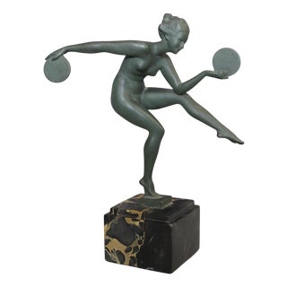 Art Deco Cast Iron Dancer Babbitt by Derenne, 1930 For Sale