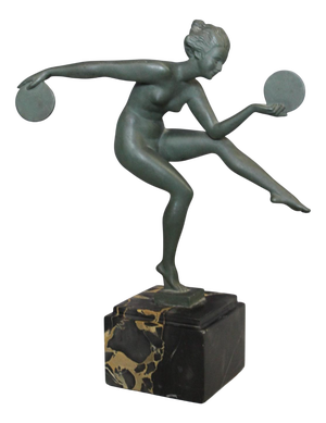 Art Deco Cast Iron Dancer Babbitt by Derenne, 1930