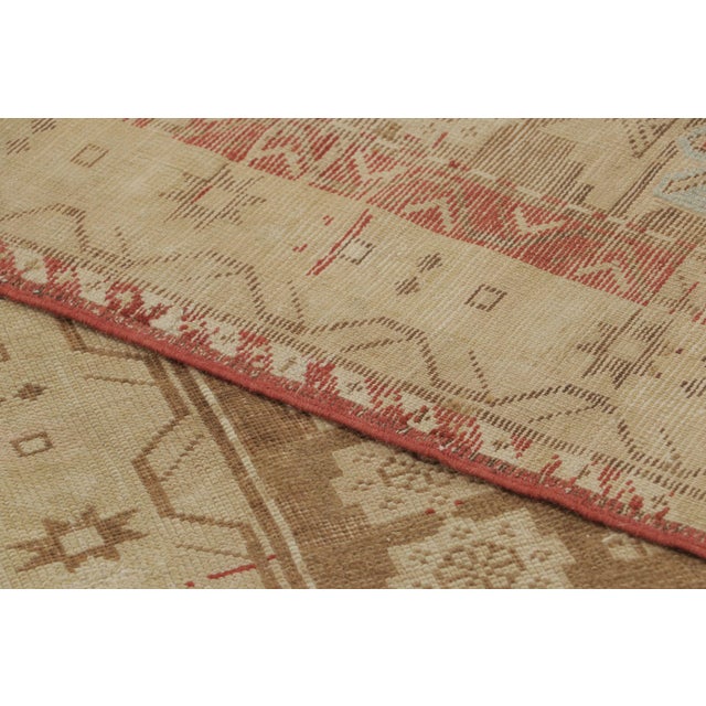 Textile Antique Karabagh Runner in Beige and Cream Geometric Medallion - Rug and Kilim For Sale - Image 7 of 7