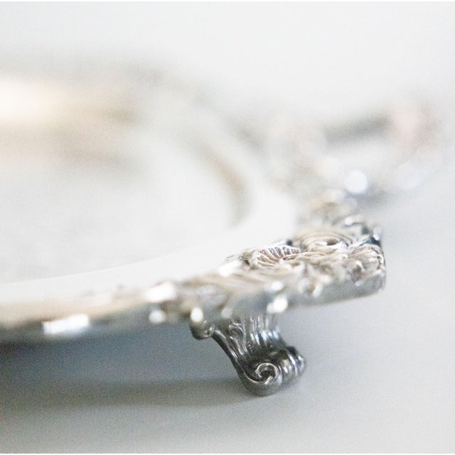 Vintage Gorham Silver Plate Footed Rectangular Serving Tray With Handles For Sale - Image 9 of 12