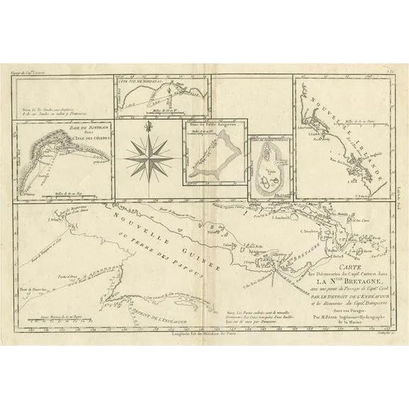 Antique Detailed Map of Papua New Guinea and the Regions to the West, 1780 For Sale