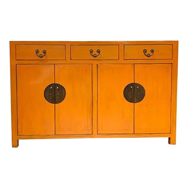 1990s Asian Long East Village Sideboard-Orange For Sale