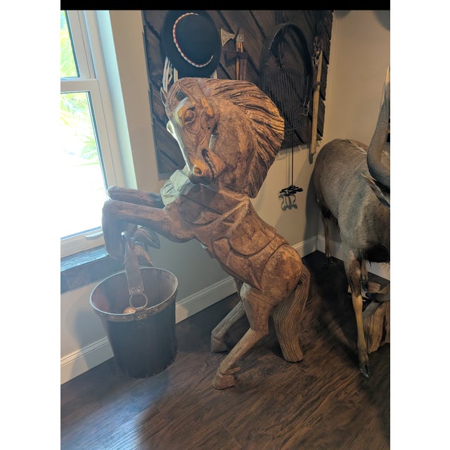 1990s Large Carved Wooden Horse Sculpture For Sale - Image 4 of 8