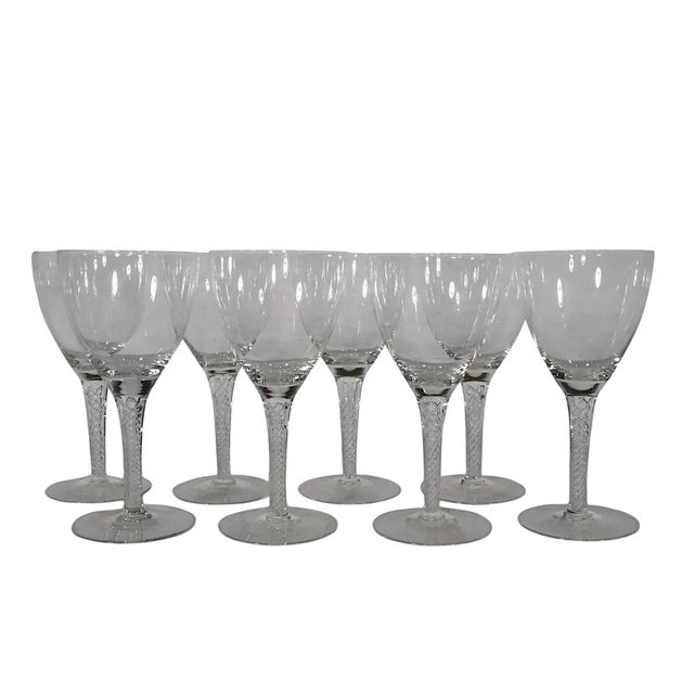 Mid 20th Century Set of Eight Air Twist Wine / Water Goblets Stemware Glasses by Kosta Boda For Sale - Image 5 of 8