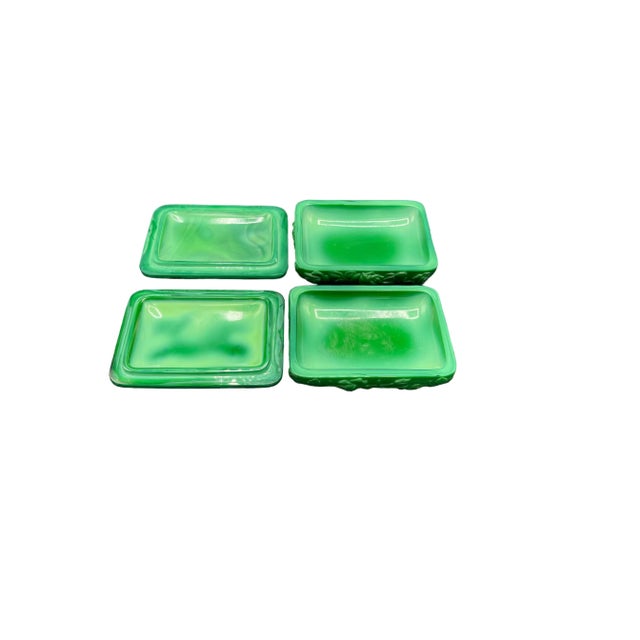 Vintage Malachite Glass Carved Trinket Boxes - a Pair For Sale In West Palm - Image 6 of 7