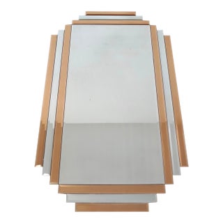 1970’s Art Deco Rose Gold Beveled Wall Mirror For Sale