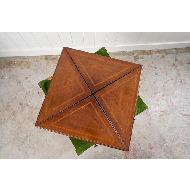 Brown Edwardian Envelope Card Table For Sale - Image 8 of 18