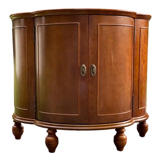 1990s Bombay Co. Demilune 2 Door Cherry Commode Liquor/Bar Cabinet For Sale