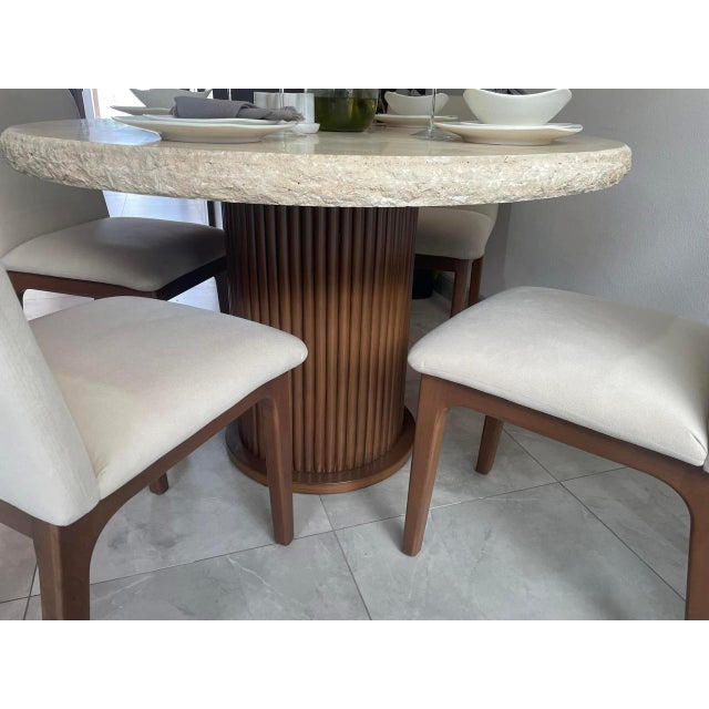 Live edge dining table top. Travertine dining table travertine to with live edge. Top only. 48’’ chiseled top with...