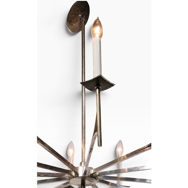 Silver Large 12 Light Silver Plate Spoke Form Chandelier by Sciolari For Sale - Image 8 of 18