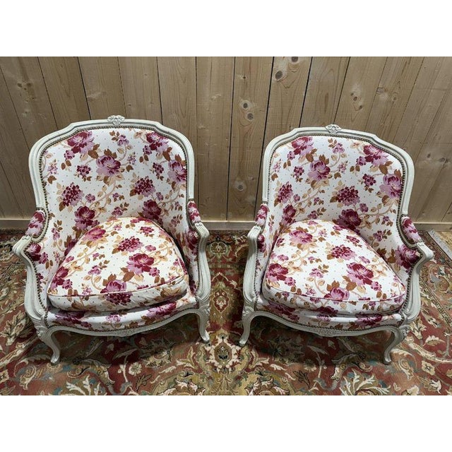 Louis XV Style Bergère Armchairs, Set of 2 For Sale - Image 3 of 10