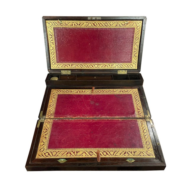 Early to Mid-1800s English Rosewood “Slope Box” Aka Campaign Desk For Sale - Image 9 of 17