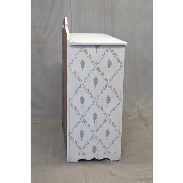 Antique Rustic Pine Two Door Cabinet With Distress Painted and Stenciled Surface For Sale - Image 16 of 18