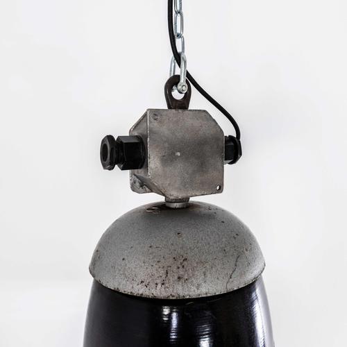 Large Scale Industrial Black Enamel Pendant Lamp, 1950s For Sale - Image 9 of 13