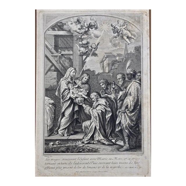 "The Gift of the Magi": An 18th C. Religious Engraving by Vale, After Calmarat For Sale