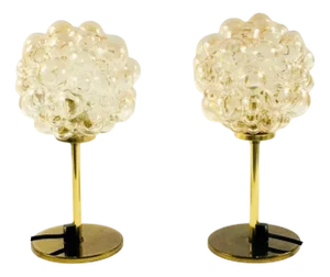 Mid-Century Bubble Glass Table Lamps by Helena Tynell, Germany, 1960s, Set of 2