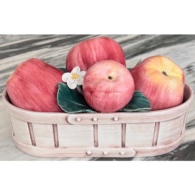 Made in Italy Vintage Trompe L’Oleil Basket of Apples For Sale - Image 4 of 11