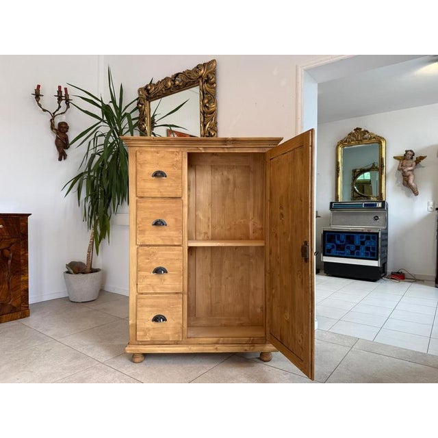 Wood Rustic Farmhouse Bread Cabinet in Wood For Sale - Image 7 of 11