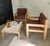 Living room set consisting of two armchairs and a coffee table. Solid beech wood. White melamine panels. Brown tweed...