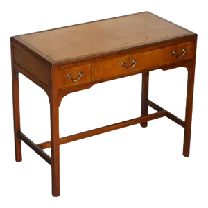 Antique Victorian Watchmakers Desk in Mahogany & Brown Leather