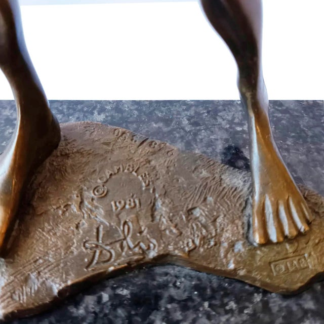 Metal Salvador Dali, Homage to Newton, 1980s, Bronze with Marble Base For Sale - Image 7 of 9