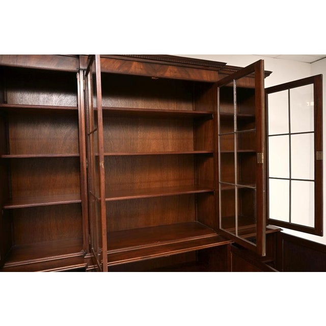 Vintage Georgian Breakfront Bookcase, 1930s For Sale - Image 4 of 14