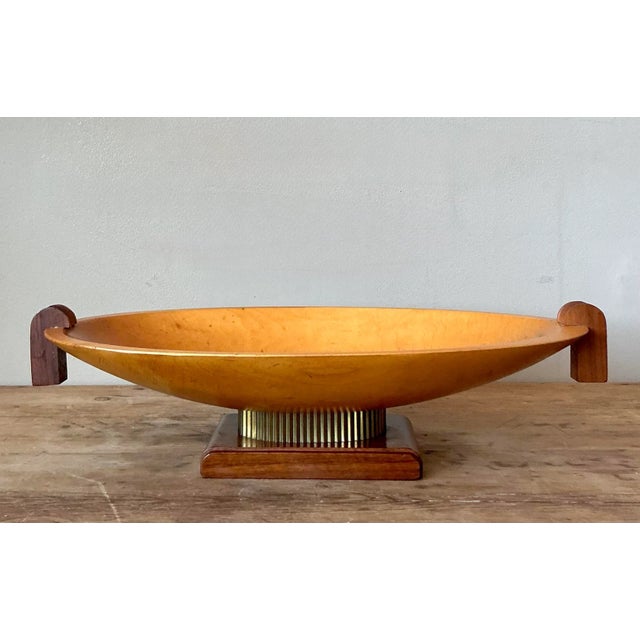 Wood Vintage Postmodern Carved Wooden Centerpiece Bowl For Sale - Image 7 of 7