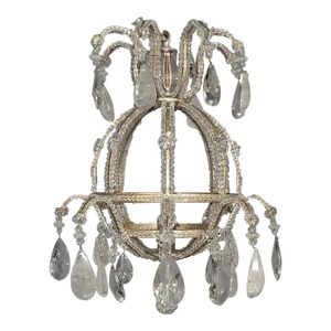 Contemporary Wrought Iron Chandelier With Clear & Rock Crystals