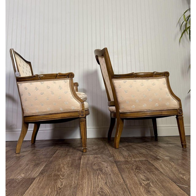 Beige Vintage Mid-Century Directoire-Style Bergère Armchairs For Sale - Image 8 of 14