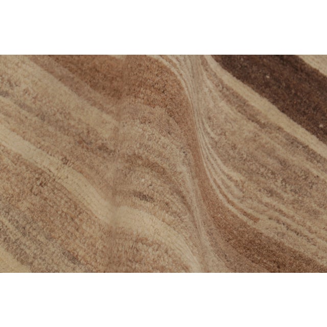 Textile Vintage Persian Gabbeh Rug, Brown and Beige Striped Tribal Design - Rug & Kilim For Sale - Image 7 of 10