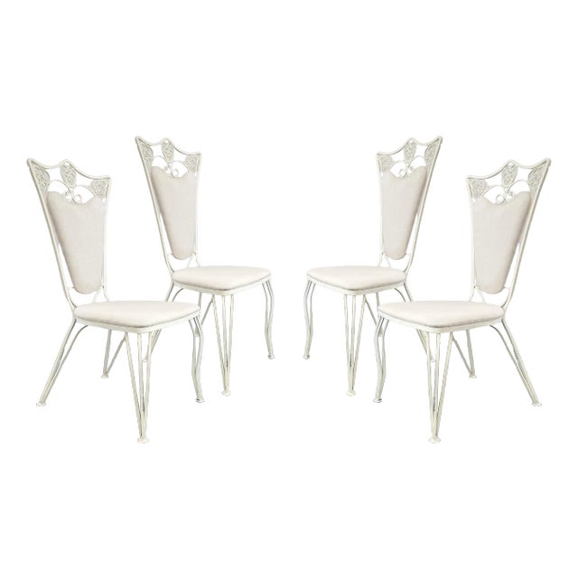 Chairs in Wrought Iron with Fabric Seats & Back, 1970s, Set of 4 For Sale