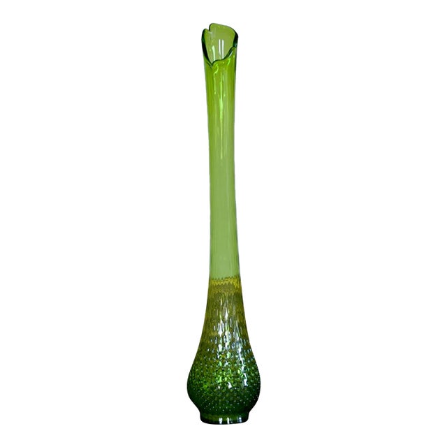 26” Kanawha Dark Uranium Glass Swung Vase – Uv Reactive Vintage Art Glass Sculpture For Sale
