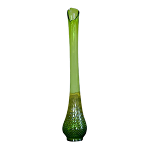 26” Kanawha Dark Uranium Glass Swung Vase – Uv Reactive Vintage Art Glass Sculpture