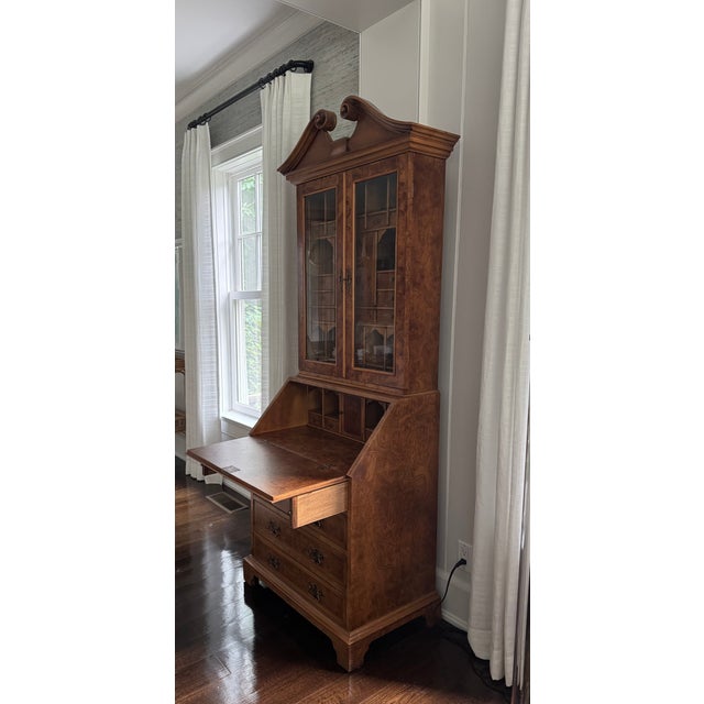 Brown Late 20th Century Trouvailles Inc Burlwood Secretary Desk For Sale - Image 8 of 12